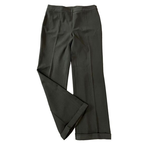 Akris Punto Black Cuffed Wool Flat Front Pant Size 12 - Picture 2 of 8